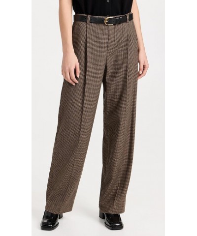 Women's Houndstooth Pleat Front Pants Black/Camel $66.99 Pants