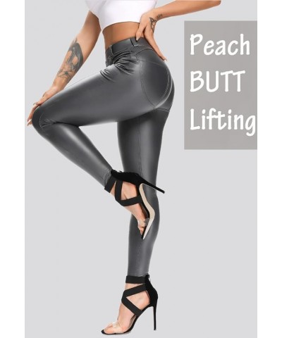 Women's Faux Leather Pants High Waisted Pu Leggings Stretchy Black Tights 1 Grey $16.19 Leggings