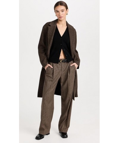 Women's Houndstooth Pleat Front Pants Black/Camel $66.99 Pants