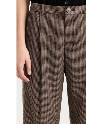 Women's Houndstooth Pleat Front Pants Black/Camel $66.99 Pants