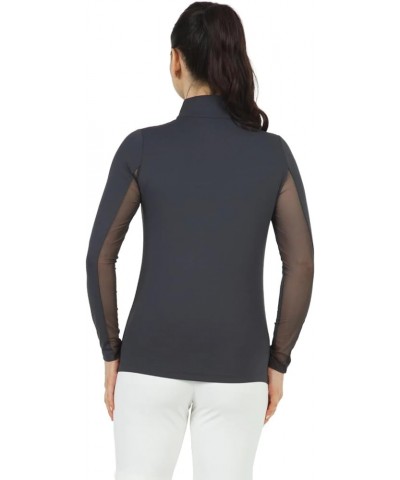 Athleisure Wear Sun Protective UPF 50+ Icefil Cooling Tech Long Sleeve Mock Neck Top with Under Arm Mesh 80000 Color: Black -...