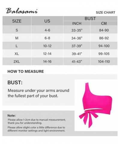 Women's Supportive One Shoulder Adjustable Side Tie Bikini Asymmetrical Neck Padded Swimwear Bathing Suit Tops Only Rose Red ...