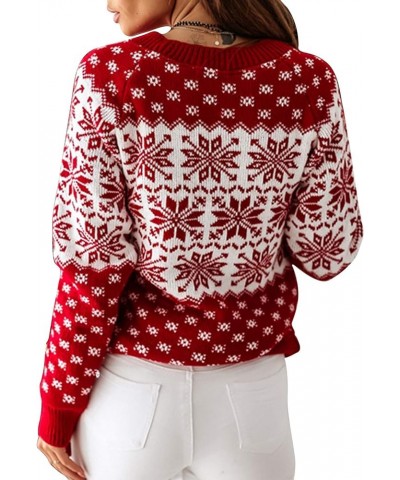 Patterns Reindeer Ugly Christmas Sweater Jumper Pullover Tops Red-color Block $22.94 Sweaters