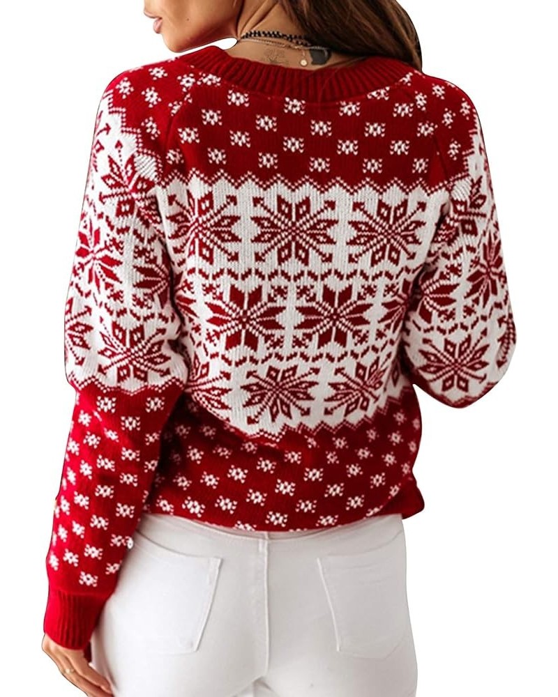 Patterns Reindeer Ugly Christmas Sweater Jumper Pullover Tops Red-color Block $22.94 Sweaters