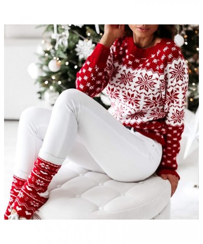 Patterns Reindeer Ugly Christmas Sweater Jumper Pullover Tops Red-color Block $22.94 Sweaters