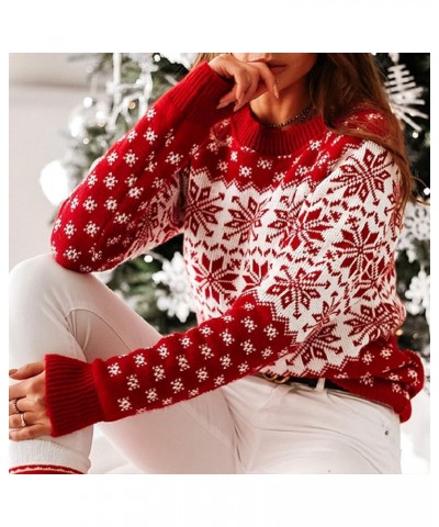 Patterns Reindeer Ugly Christmas Sweater Jumper Pullover Tops Red-color Block $22.94 Sweaters