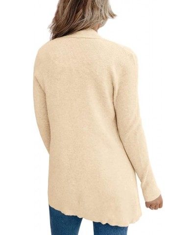 Womens Open Front Cardigans Casual Long Sleeve Classic Knit Sweater Outerwear with Pockets A_beige/Cream Yellow $21.83 Sweaters