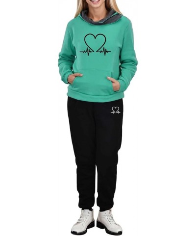 2 Piece Women Solid Color Hooded Sweatshirts and Pants Tracksuit Sport Suit Women Hoodie Tracksuit Joggers Pants Z4-green $17...