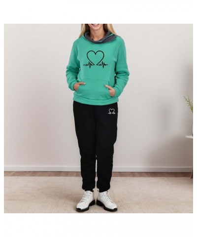 2 Piece Women Solid Color Hooded Sweatshirts and Pants Tracksuit Sport Suit Women Hoodie Tracksuit Joggers Pants Z4-green $17...