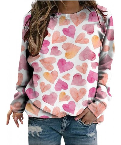 Women's Valentine Long Sleeve Shirts Funny Heart Graphic Oversize Blouse Cute Teen Girls Pullover Tee Tops Loose Fit D-pink $...