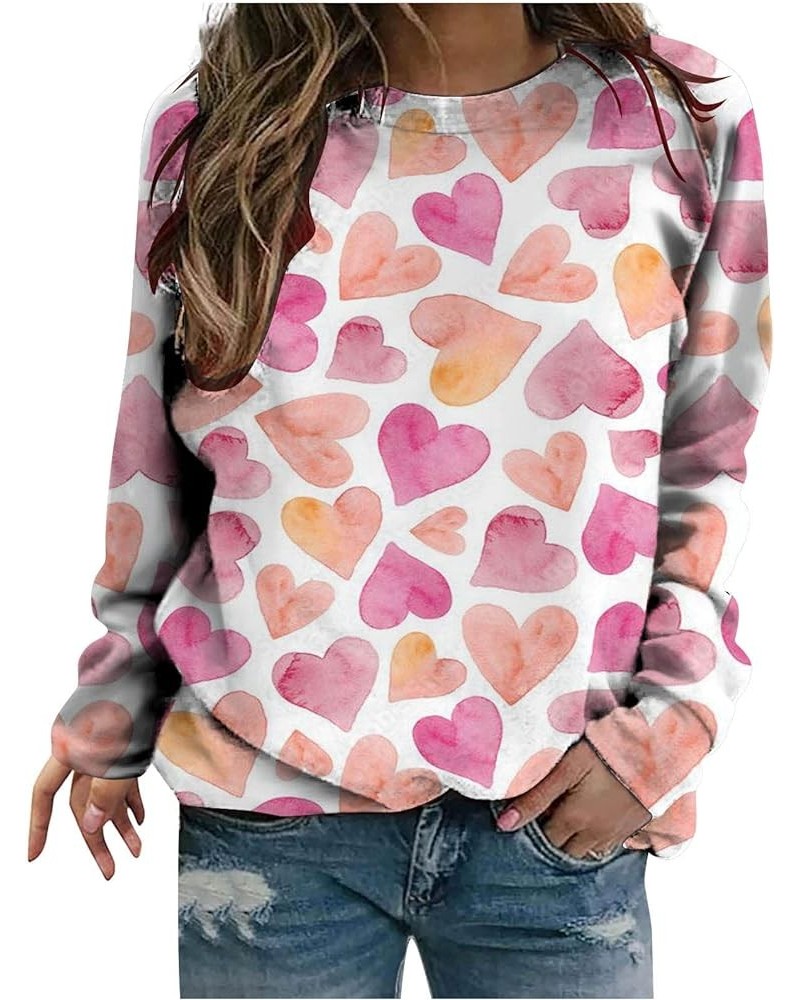 Women's Valentine Long Sleeve Shirts Funny Heart Graphic Oversize Blouse Cute Teen Girls Pullover Tee Tops Loose Fit D-pink $...