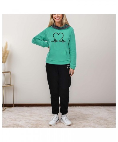 2 Piece Women Solid Color Hooded Sweatshirts and Pants Tracksuit Sport Suit Women Hoodie Tracksuit Joggers Pants Z4-green $17...