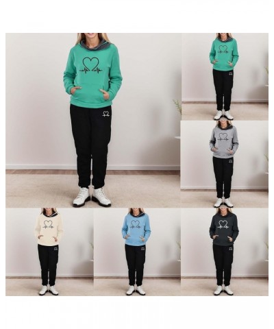 2 Piece Women Solid Color Hooded Sweatshirts and Pants Tracksuit Sport Suit Women Hoodie Tracksuit Joggers Pants Z4-green $17...