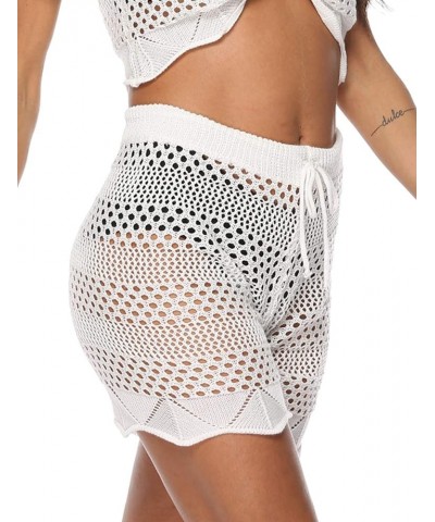 Womens Cover Up Pants Sexy Hollow Out Crochet High Waist Mesh Beach Bikini Swimsuits Pants S-white $12.38 Swimsuits