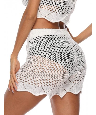 Womens Cover Up Pants Sexy Hollow Out Crochet High Waist Mesh Beach Bikini Swimsuits Pants S-white $12.38 Swimsuits