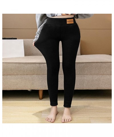 Womens Fleece Lined Leggings High Waist Thermal Casual Capris 2023 Winter Fashion Elastic Plus Size Base Layer Bottoms Black ...