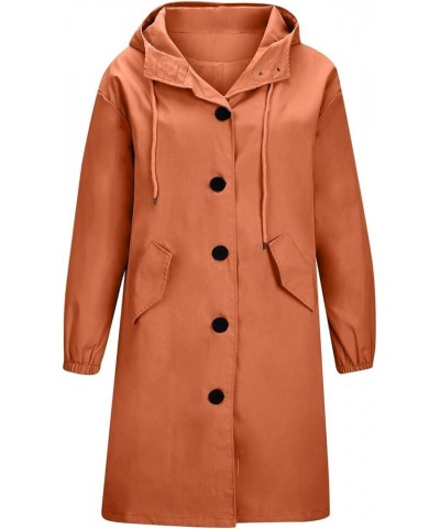 Womens Trench Coat Waterproof Women's Trench Jackets Rain Jacket Hooded Oversized Elegant Windbreaker Coat Outwear 04-orange ...