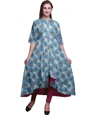 Anarkali Dress For Women Mandarin Collar Indian Kurtis Asymmetrical Kurta Wear Long Indian Kurti Medium Blue $21.07 Tops