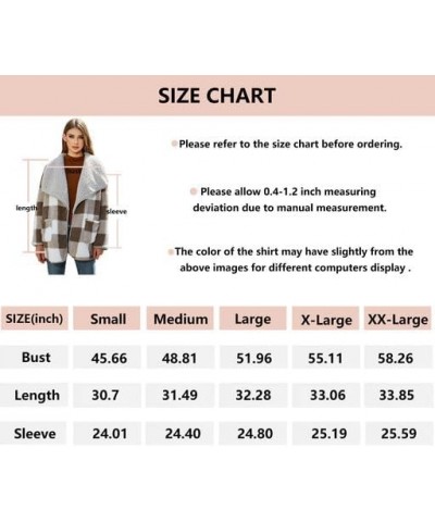 Womens Plaid Fuzzy Fleece Sherpa Jacket Fall Winter Long Sleeve Button Coat Outerwear with Pockets Grey&khaki $27.88 Jackets