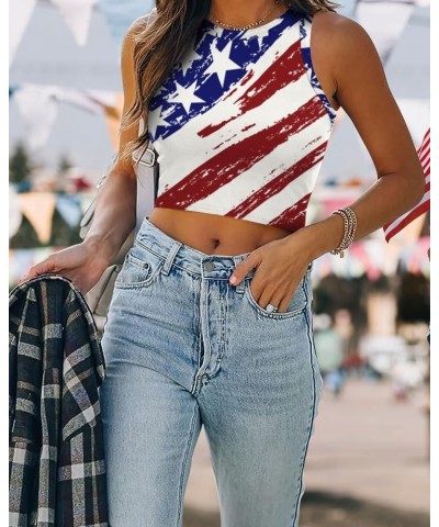 Women's American Flag Crop Top USA Patriotic 4th of July Soft Summer Sleeveless USA Flag Crop Tank Tops for Women Blue/Red 10...