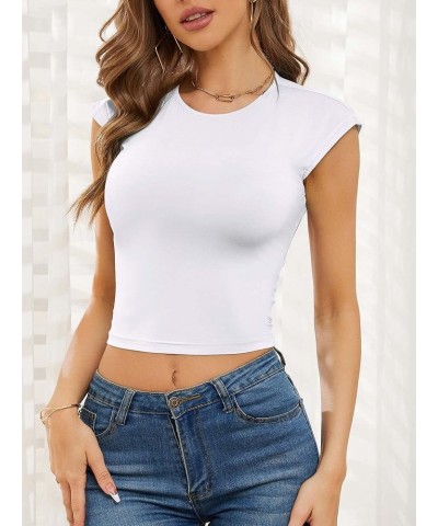 Women Backless Long Sleeve Crop Tops Y2K Shirts Sexy Slim Fit Cut Out Open Back Casual Spring Summer Tops White-23 $10.25 Blo...