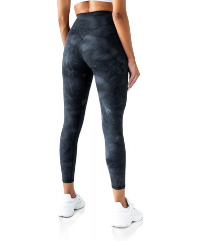 High Waisted Yoga Pants 25" Inseam Ellyn Leggings Butt Lifting Tie Dye Soft Workout Tights Black Tie Dye $19.13 Leggings