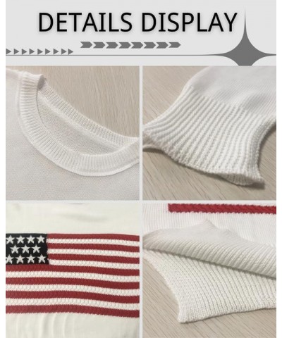 Women's USA American Flag Sweater Boat Neck Long Sleeves Cozy Knit Pullover Blue $19.13 Sweaters