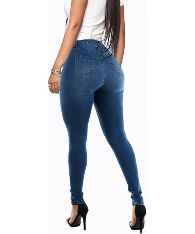 Womens Curvy High Waist Stretch Butt Lifting Skinny Colombian Jeans 7009-medium Blue $18.92 Jeans