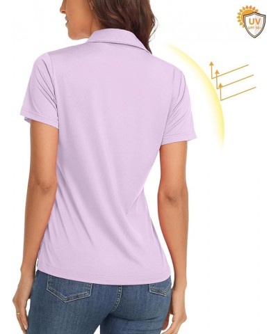 Women's Golf Polo Shirts Short Sleeve Lightweight Quick Dry T-Shirt 4-Button Light Purple $14.49 Shirts