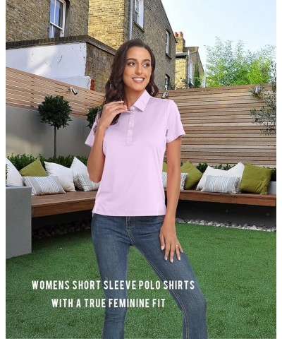 Women's Golf Polo Shirts Short Sleeve Lightweight Quick Dry T-Shirt 4-Button Light Purple $14.49 Shirts