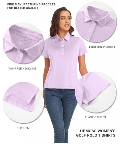 Women's Golf Polo Shirts Short Sleeve Lightweight Quick Dry T-Shirt 4-Button Light Purple $14.49 Shirts