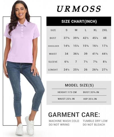 Women's Golf Polo Shirts Short Sleeve Lightweight Quick Dry T-Shirt 4-Button Light Purple $14.49 Shirts