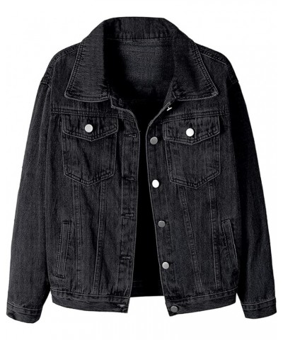 Women's Button Down Denim Jacket Black $20.13 Jackets