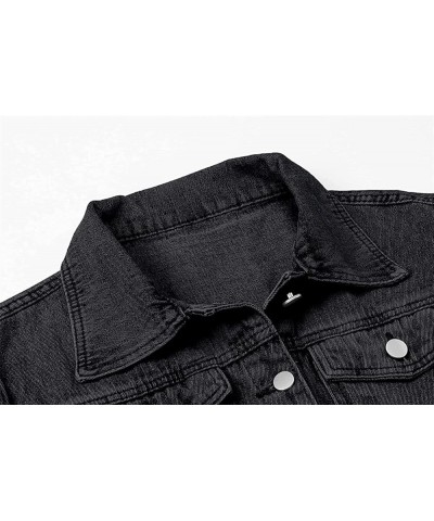 Women's Button Down Denim Jacket Black $20.13 Jackets