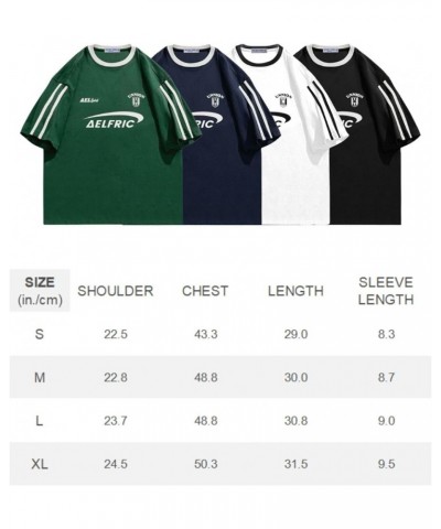 Mens Graphic Tees Oversized Womens T Shirt Contrast Color Vintage Racing Tee Streetwear Tops A8-white $18.48 T-Shirts