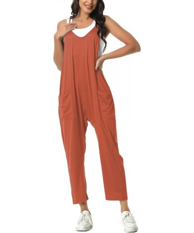 Rompers for Women Casual Summer Jumpsuits Sleeveless Loose Spaghetti Strap Overalls Jumpers Rust $15.66 Overalls