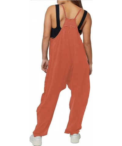 Rompers for Women Casual Summer Jumpsuits Sleeveless Loose Spaghetti Strap Overalls Jumpers Rust $15.66 Overalls