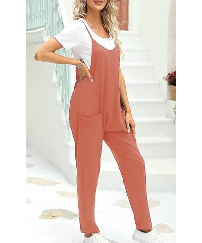 Rompers for Women Casual Summer Jumpsuits Sleeveless Loose Spaghetti Strap Overalls Jumpers Rust $15.66 Overalls