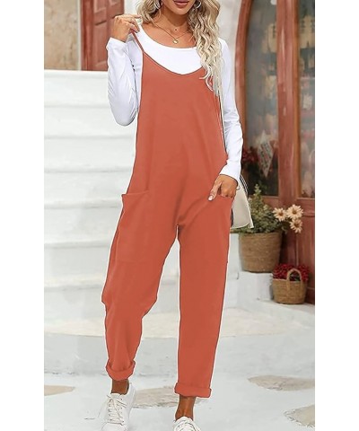 Rompers for Women Casual Summer Jumpsuits Sleeveless Loose Spaghetti Strap Overalls Jumpers Rust $15.66 Overalls