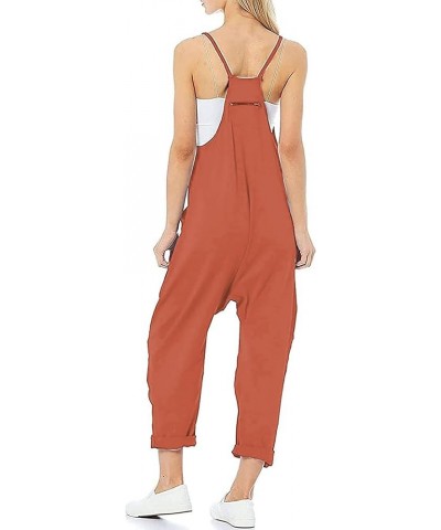 Rompers for Women Casual Summer Jumpsuits Sleeveless Loose Spaghetti Strap Overalls Jumpers Rust $15.66 Overalls