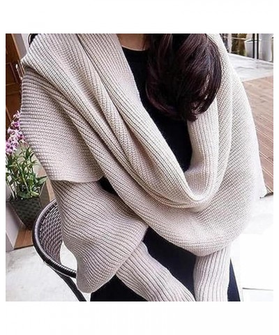 Snowfall Sweater Scarf with Sleeves, Sweater Scarf with Sleeves, Women Knitted Sweater Tops Scarf Ginger $8.63 Sweaters