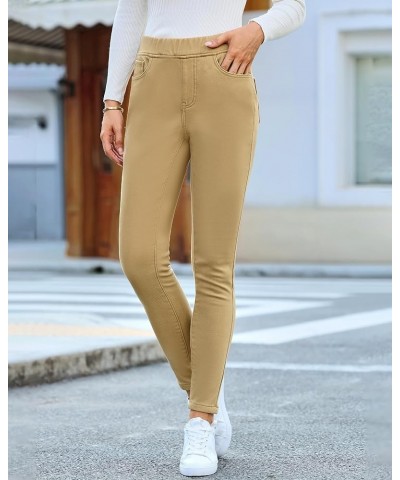 Jeans for Women High Waisted Pull On Fleece Lined Leggings Stretchy Denim Skinny Jeggings Thermal Winter Pants Khaki $25.91 J...