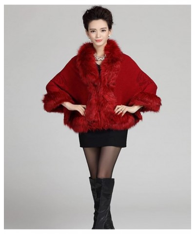 Helan Women's Faux Fox Fur Warm Luxury Cape Cloak Coat Fur Wrap Bridal Stoles Wedding Fur Shawl With Floral Floral Purplish R...