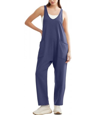 Jumpsuits For Women Casual Summer Dressy Sleeveless Overalls Long Loose Baggy Rompers Jumpers With Pockets 2024 10-navy $14.9...