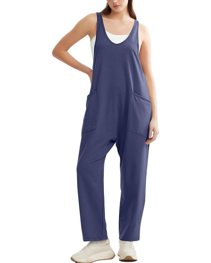 Jumpsuits For Women Casual Summer Dressy Sleeveless Overalls Long Loose Baggy Rompers Jumpers With Pockets 2024 10-navy $14.9...