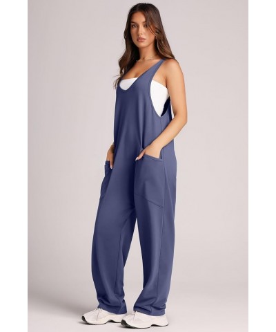 Jumpsuits For Women Casual Summer Dressy Sleeveless Overalls Long Loose Baggy Rompers Jumpers With Pockets 2024 10-navy $14.9...