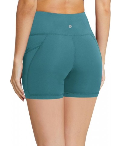 Women's 8"/ 5"/ 3" Biker Shorts High Waist Yoga Workout Gym Running Volleyball Spandex Shorts with Pockets 5 inches Green-cla...