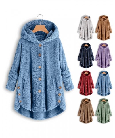 Oversized Warm Winter Coats Women Faux Fur Sherpa Jacket Fuzzy Fleece Pullover Hoodie Button Down Outerwear Coat Plus Green $...