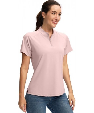 Women's Golf Shirt Short Sleeve Polo with Zip Up Quick Dry Sports Tennis Shirts for Women Golf Apparel Clothes Dusty Pink $12...