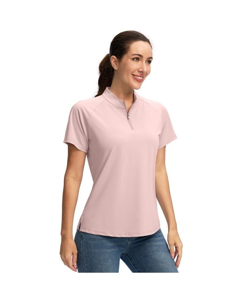 Women's Golf Shirt Short Sleeve Polo with Zip Up Quick Dry Sports Tennis Shirts for Women Golf Apparel Clothes Dusty Pink $12...